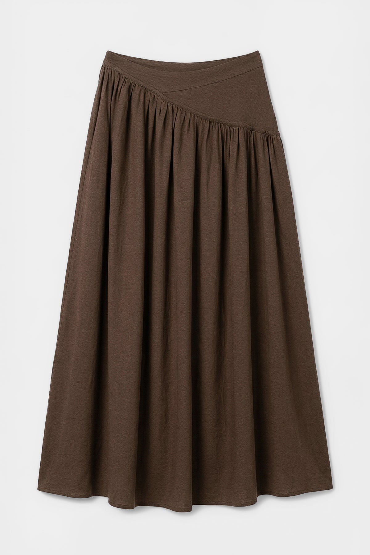 Linen Corset Ruched Midi Skirt
