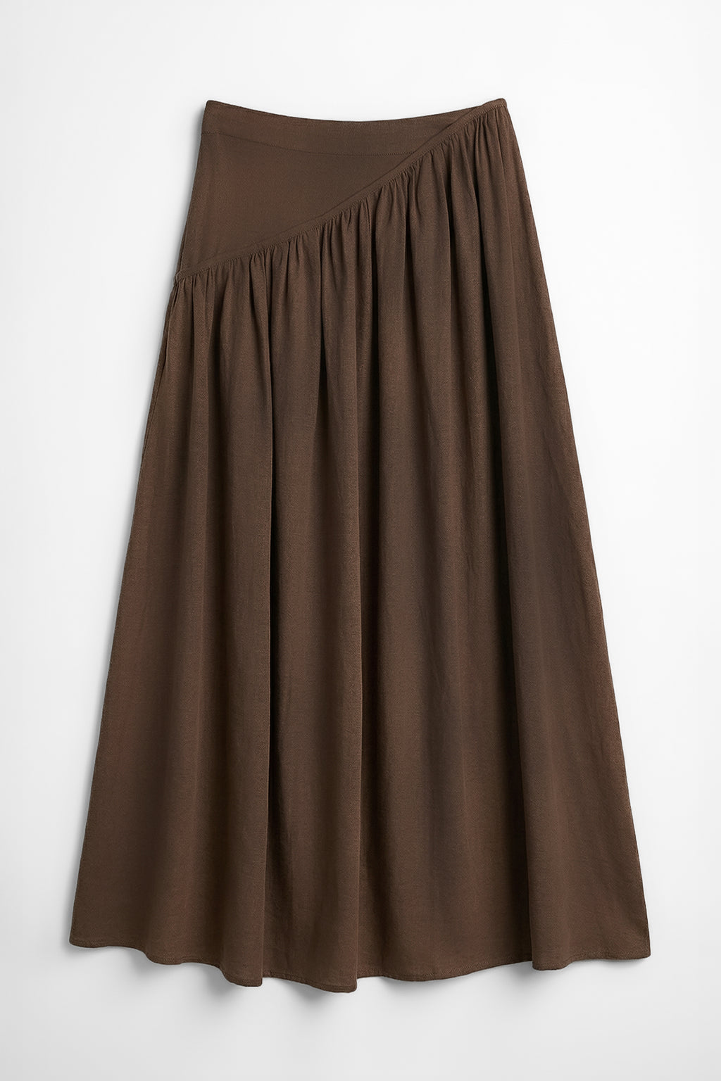 Linen Corset Ruched Midi Skirt