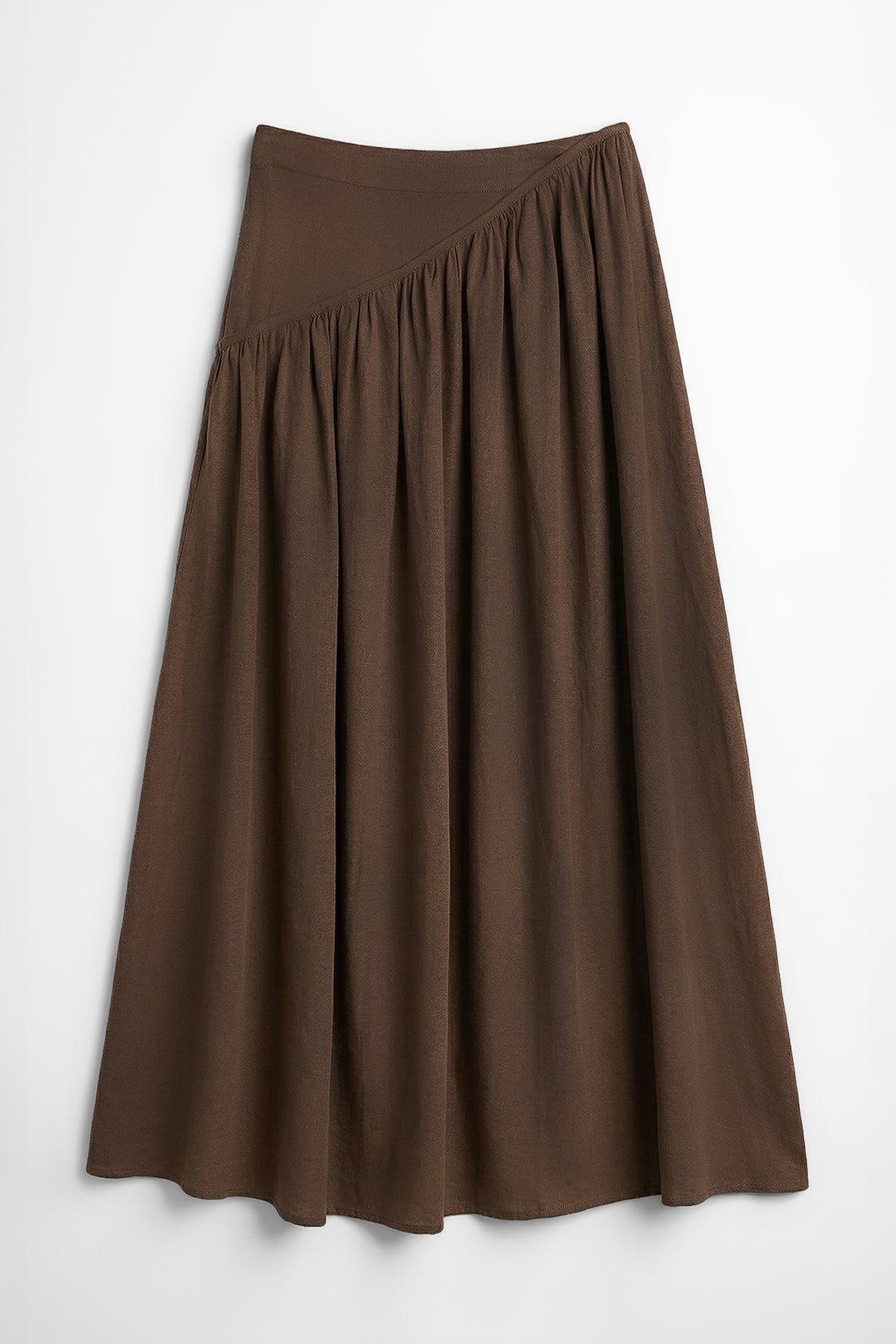 Linen Corset Ruched Midi Skirt