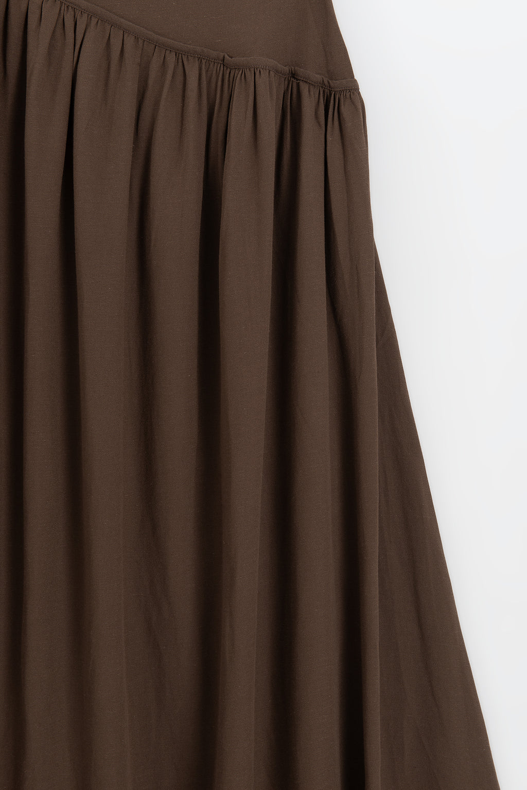 Linen Corset Ruched Midi Skirt