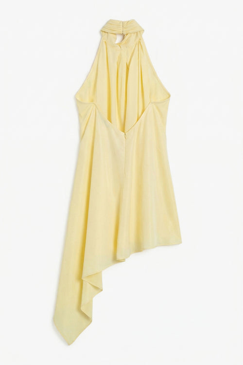 Saten Asimetrik Mini Elbise
