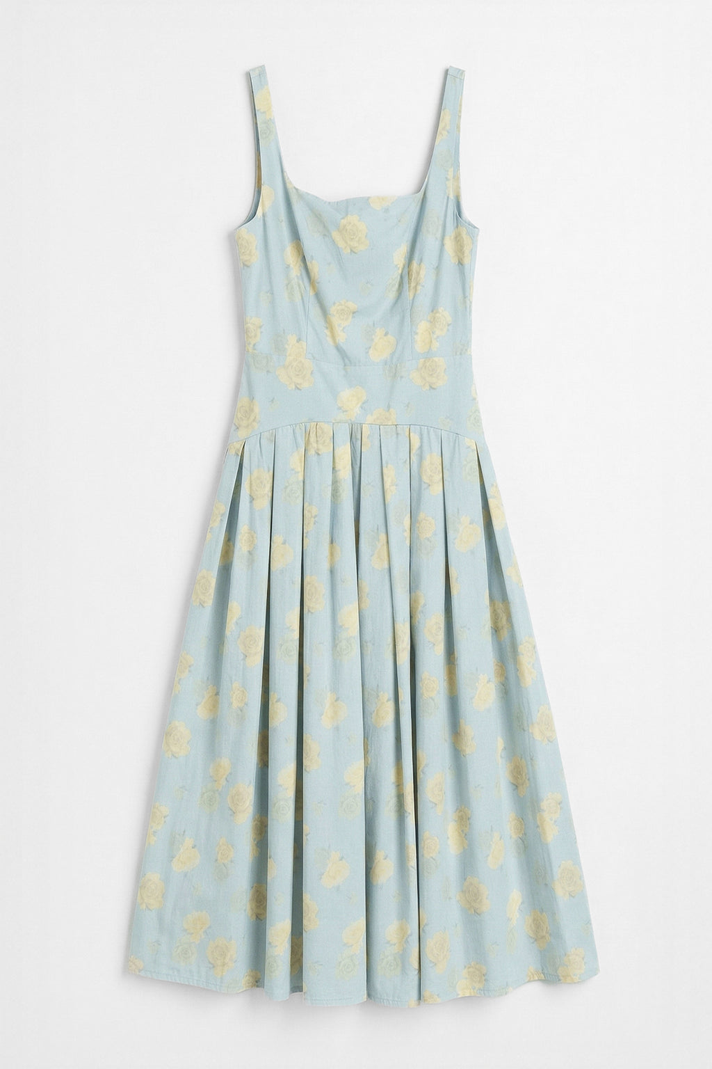 Square Neck Ruched Midi Dress