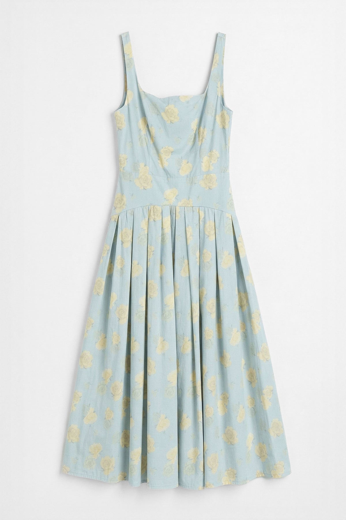 Square Neck Ruched Midi Dress