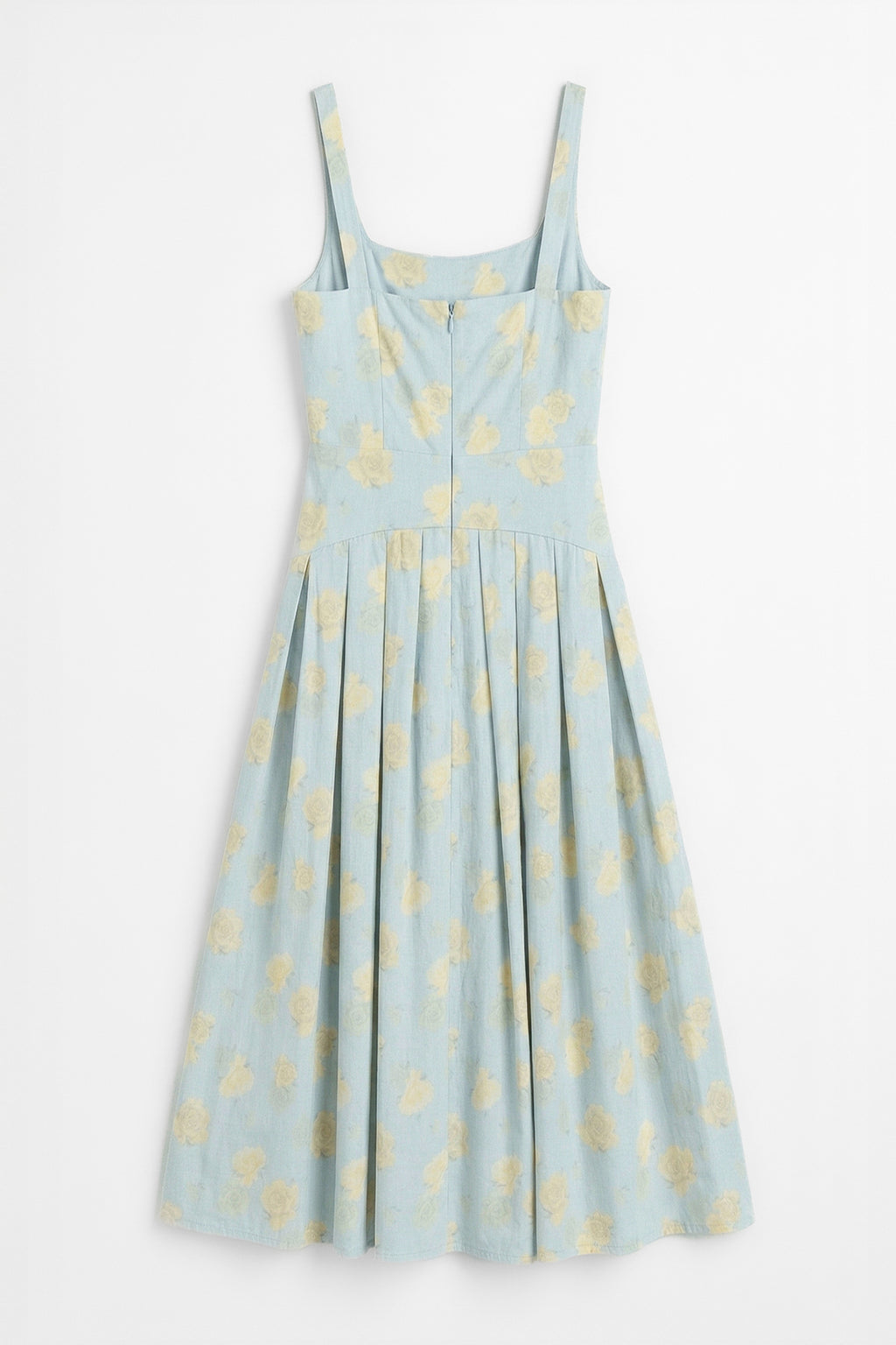 Square Neck Ruched Midi Dress