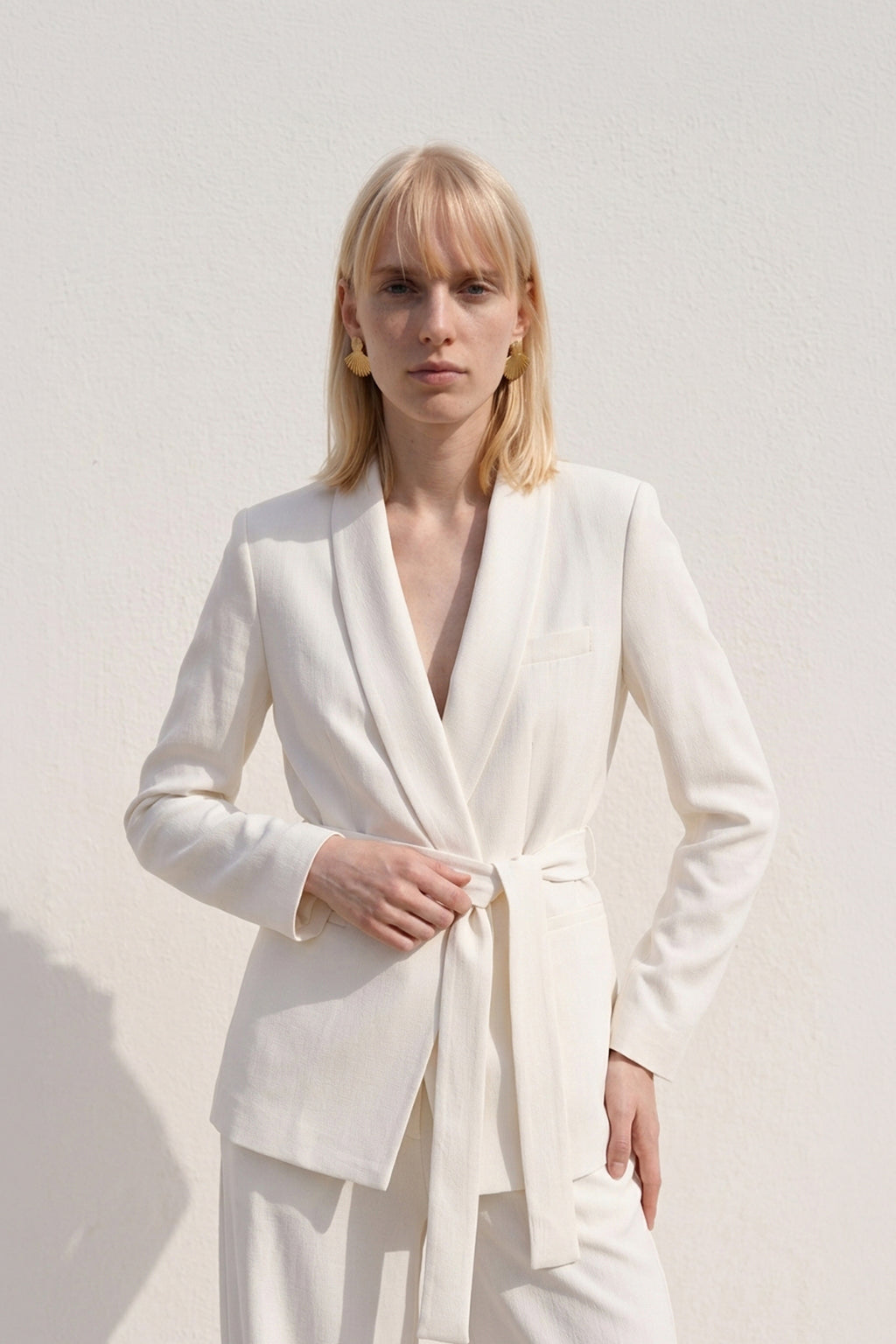 Şal Yakalı Bağlamalı Blazer Ceket
