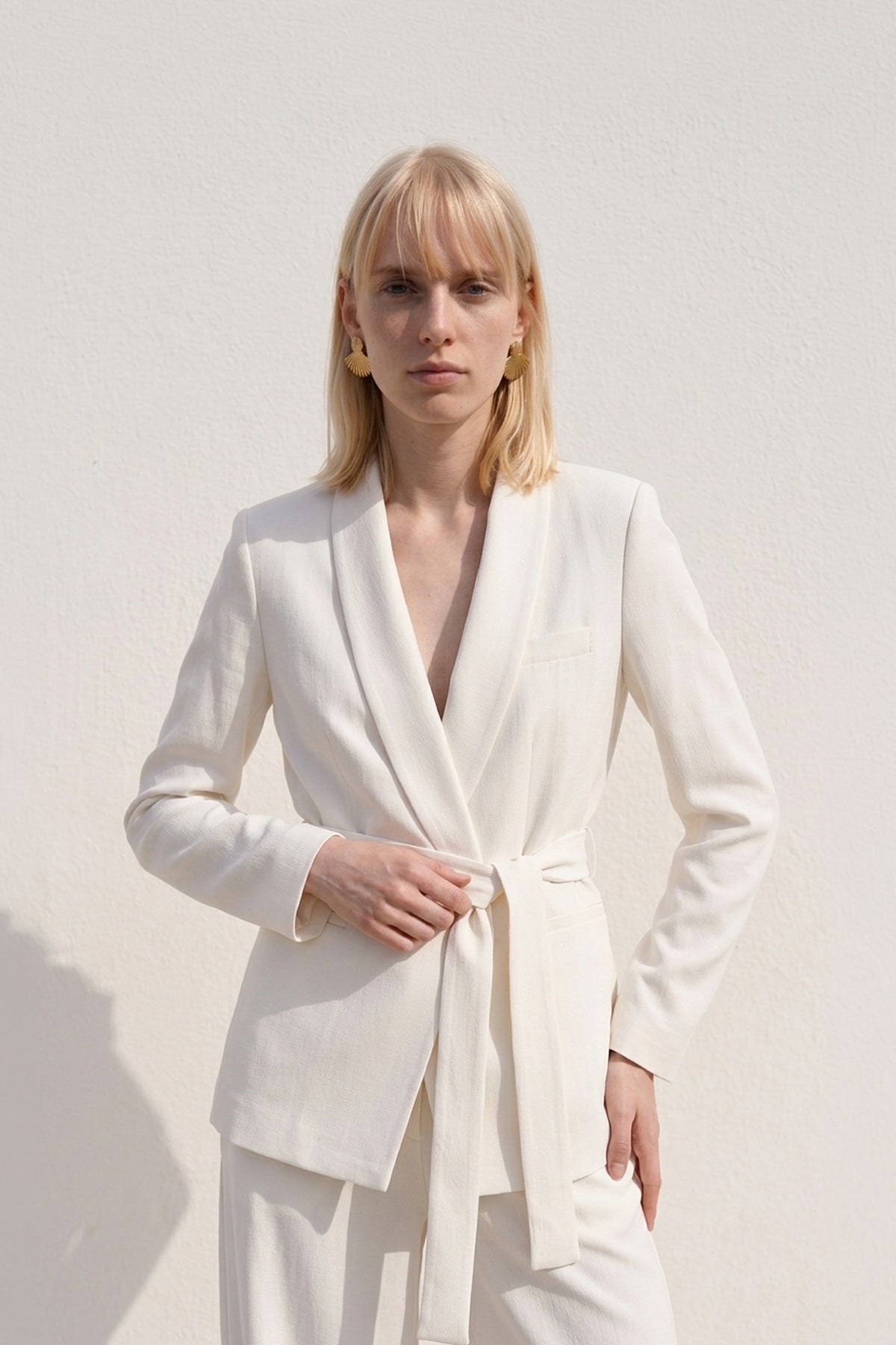 Şal Yakalı Bağlamalı Blazer Ceket