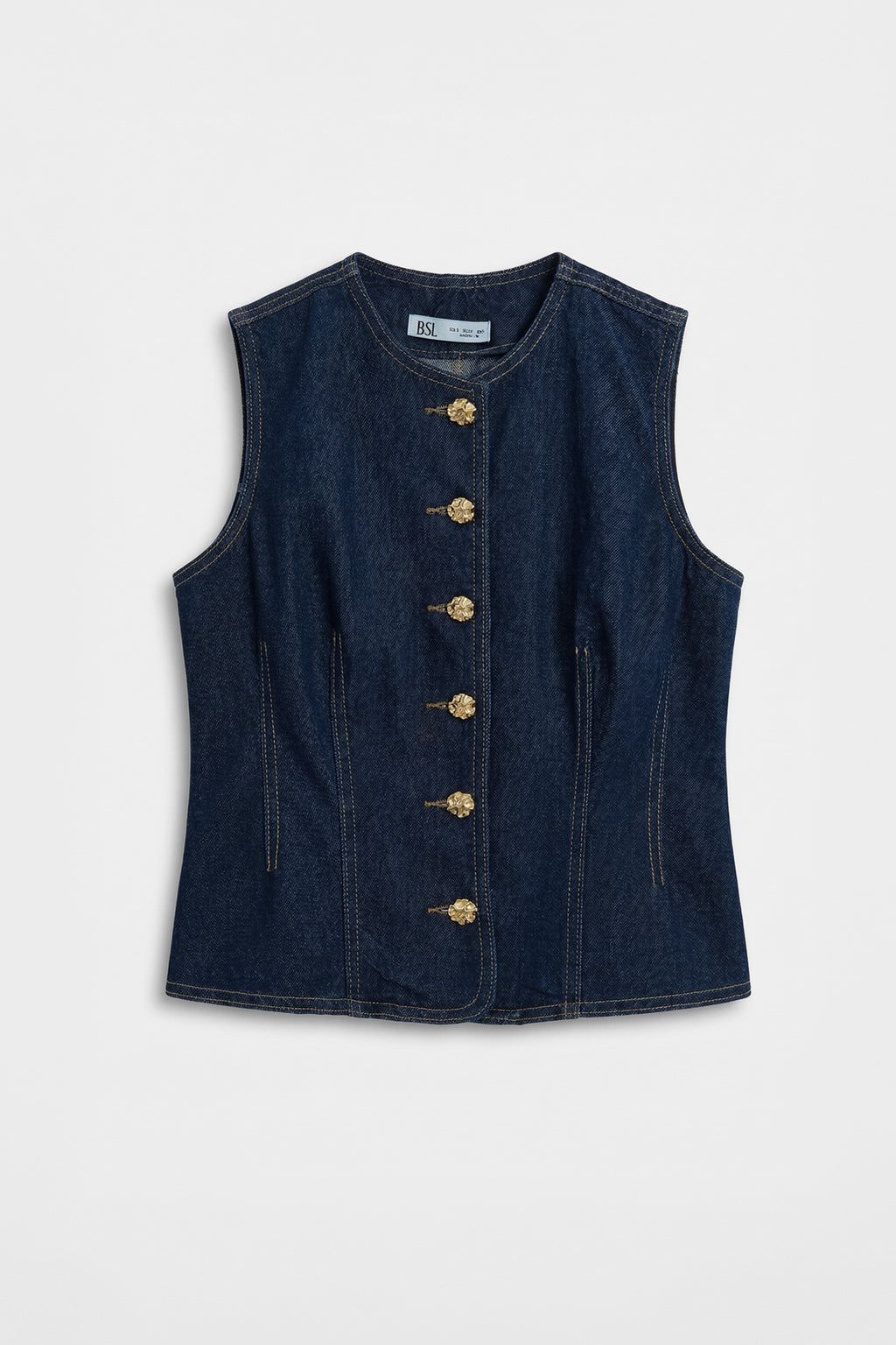 Düğmeli Denim Yelek