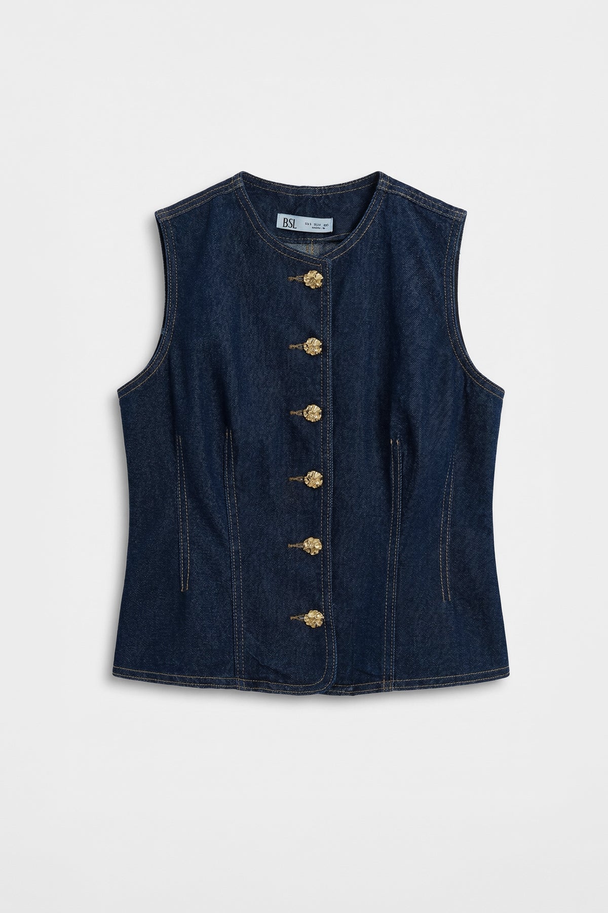 Düğmeli Denim Yelek