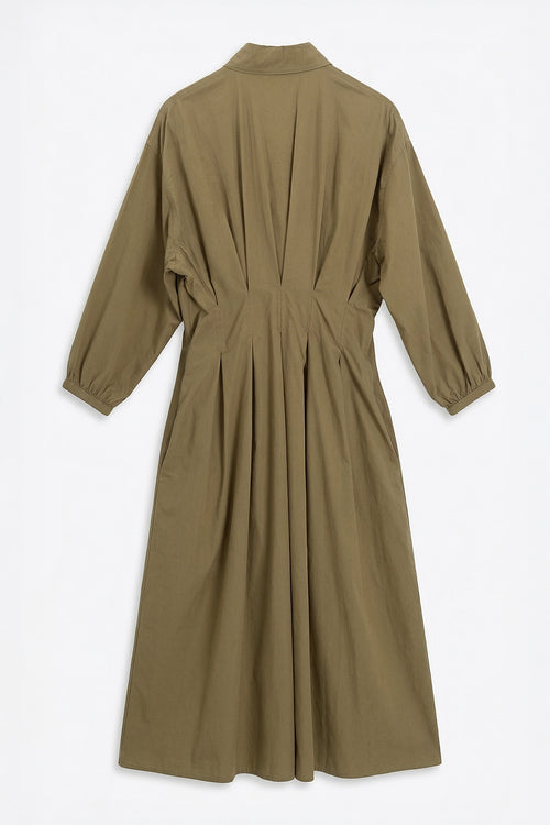 %100 Cotton Pileli Midi Elbise