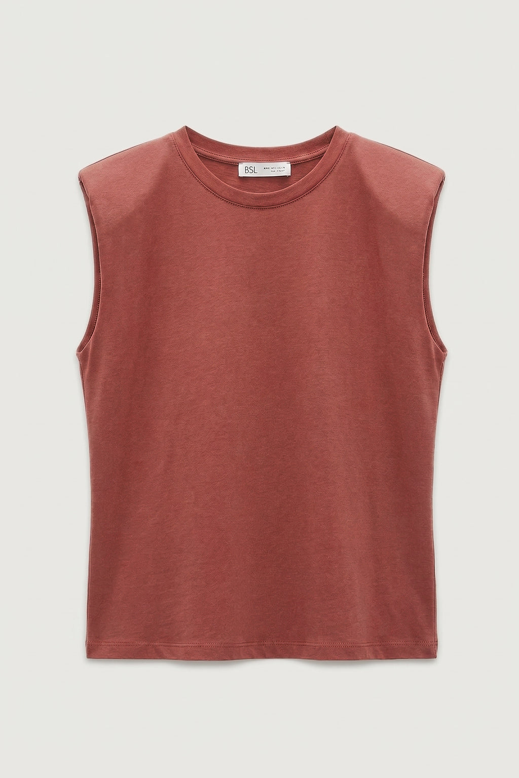 T-shirt with Shoulder Pads and Crew Neck