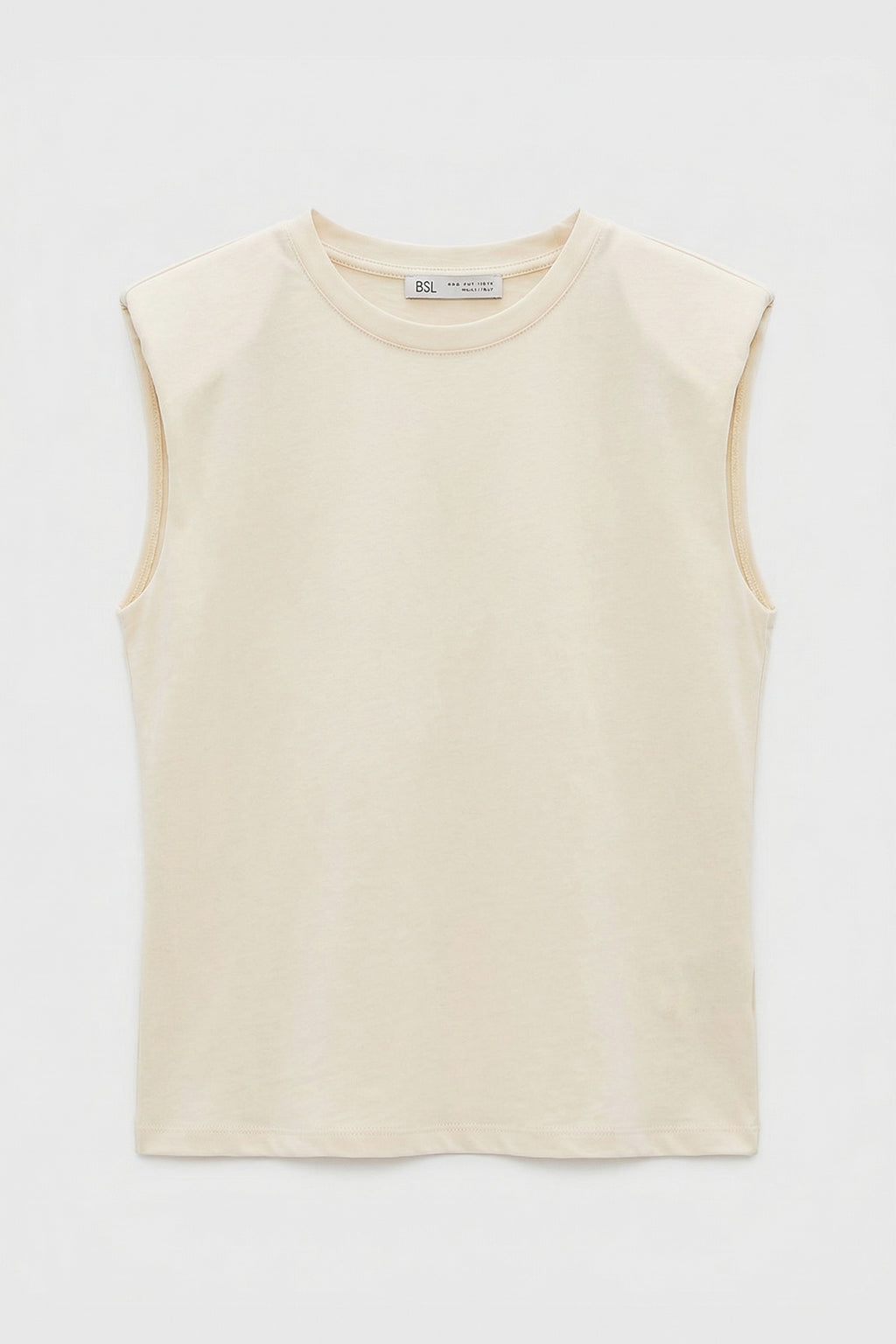 T-shirt with Shoulder Pads and Crew Neck