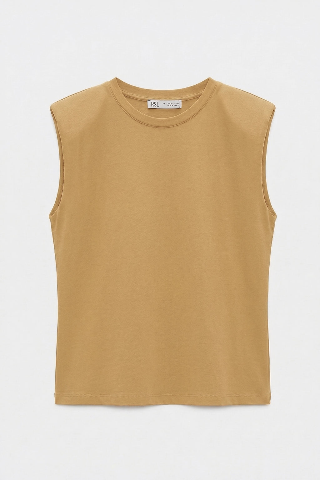 T-shirt with Shoulder Pads and Crew Neck