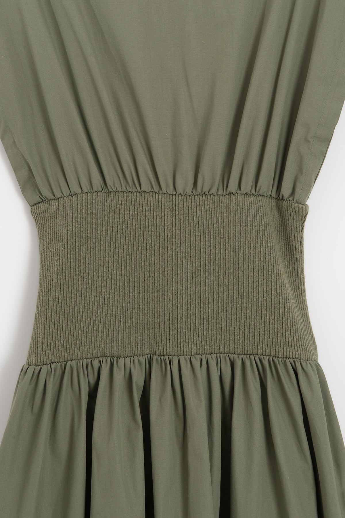 Kayık Yakalı %100 Cotton Volanlı Midi Elbise