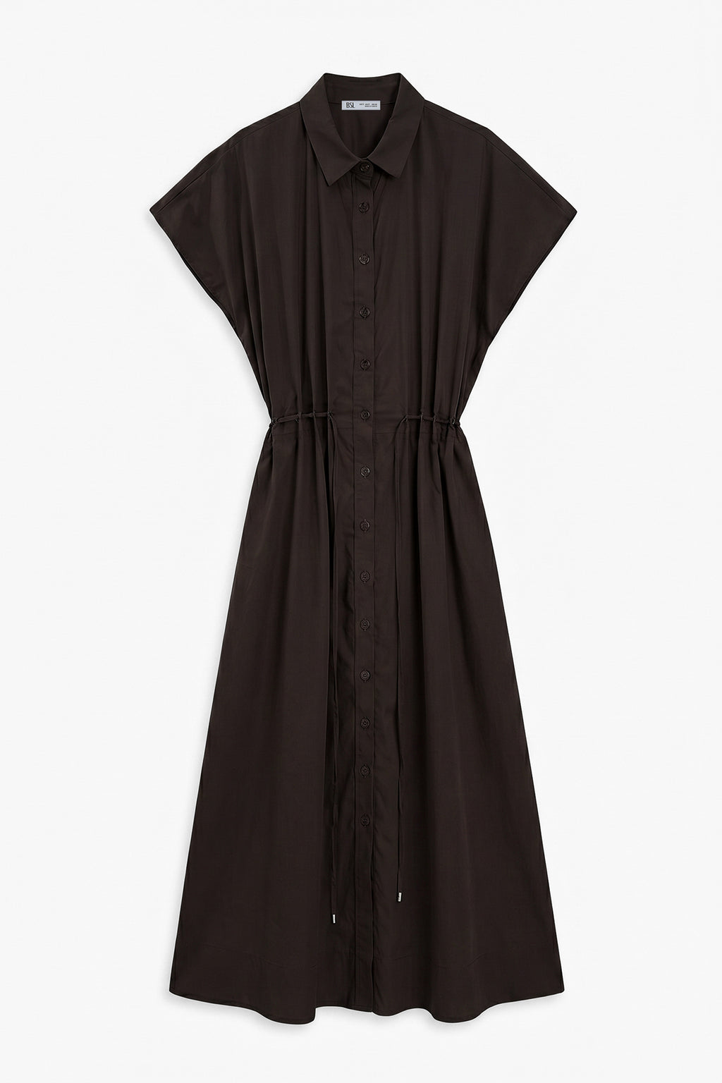 %100 Cotton Kordon Detaylı Midi Gömlek Elbise