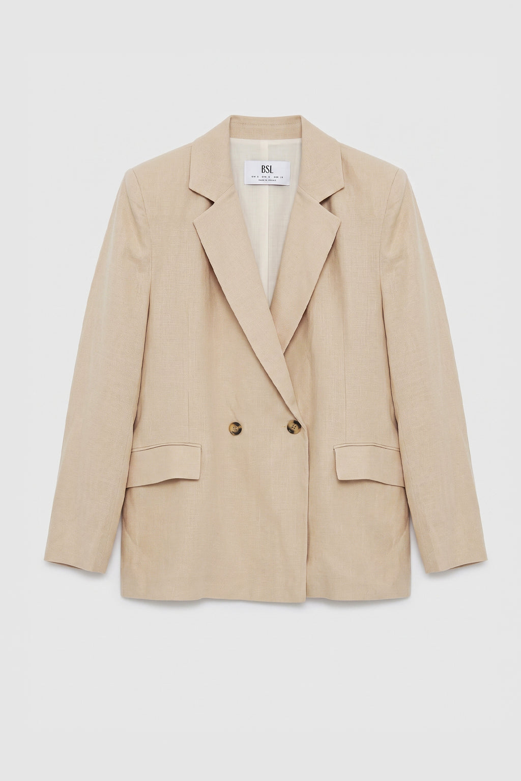 %100 Keten Kruvaze Blazer Ceket