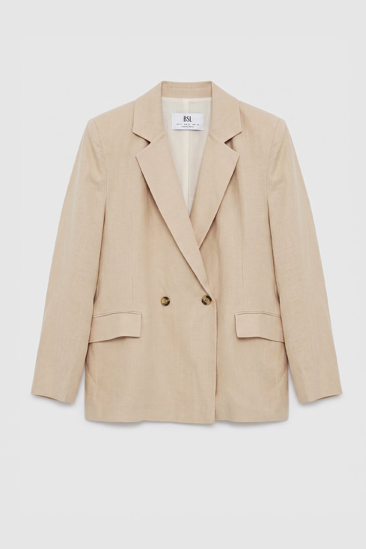 %100 Keten Kruvaze Blazer Ceket