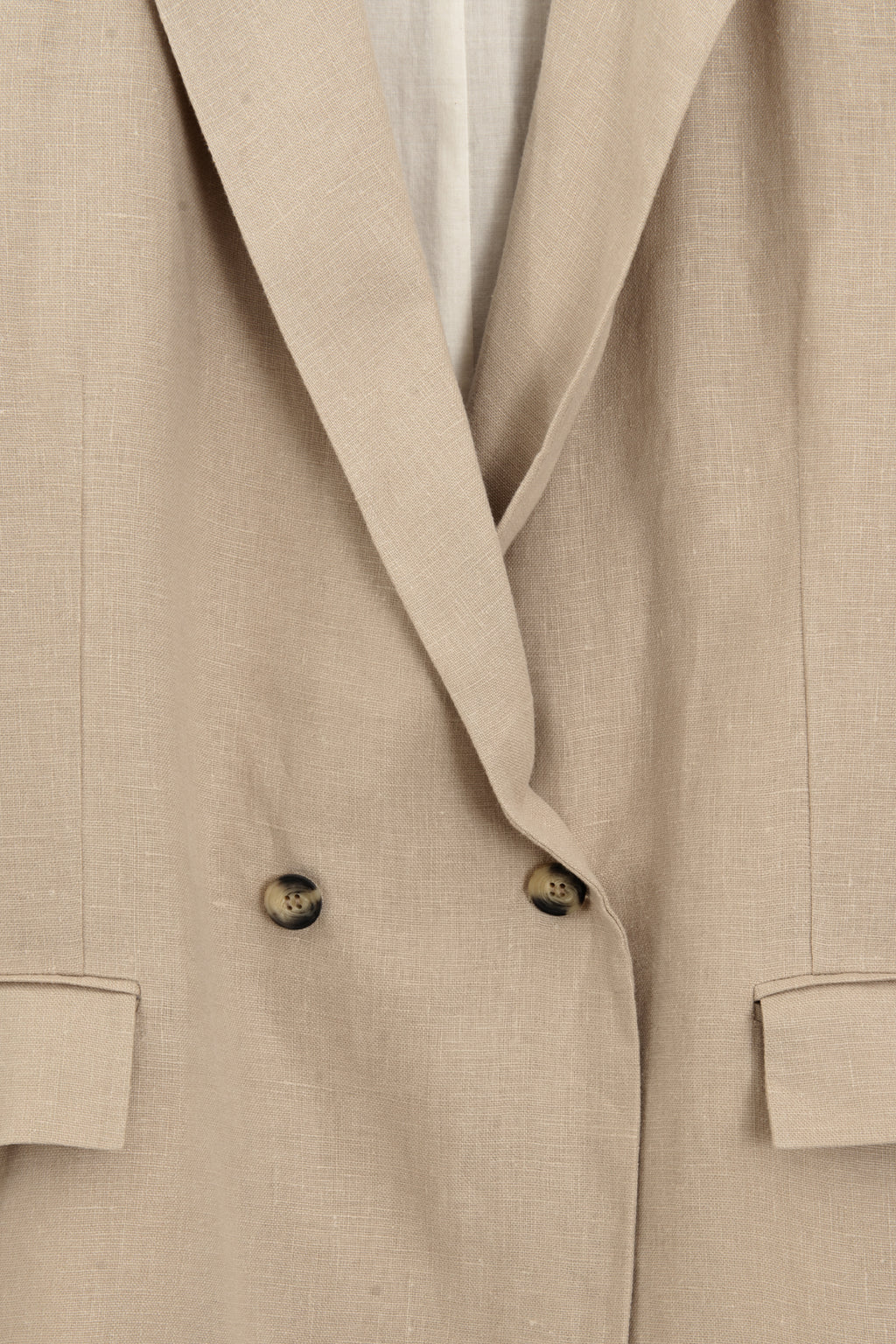 %100 Keten Kruvaze Blazer Ceket