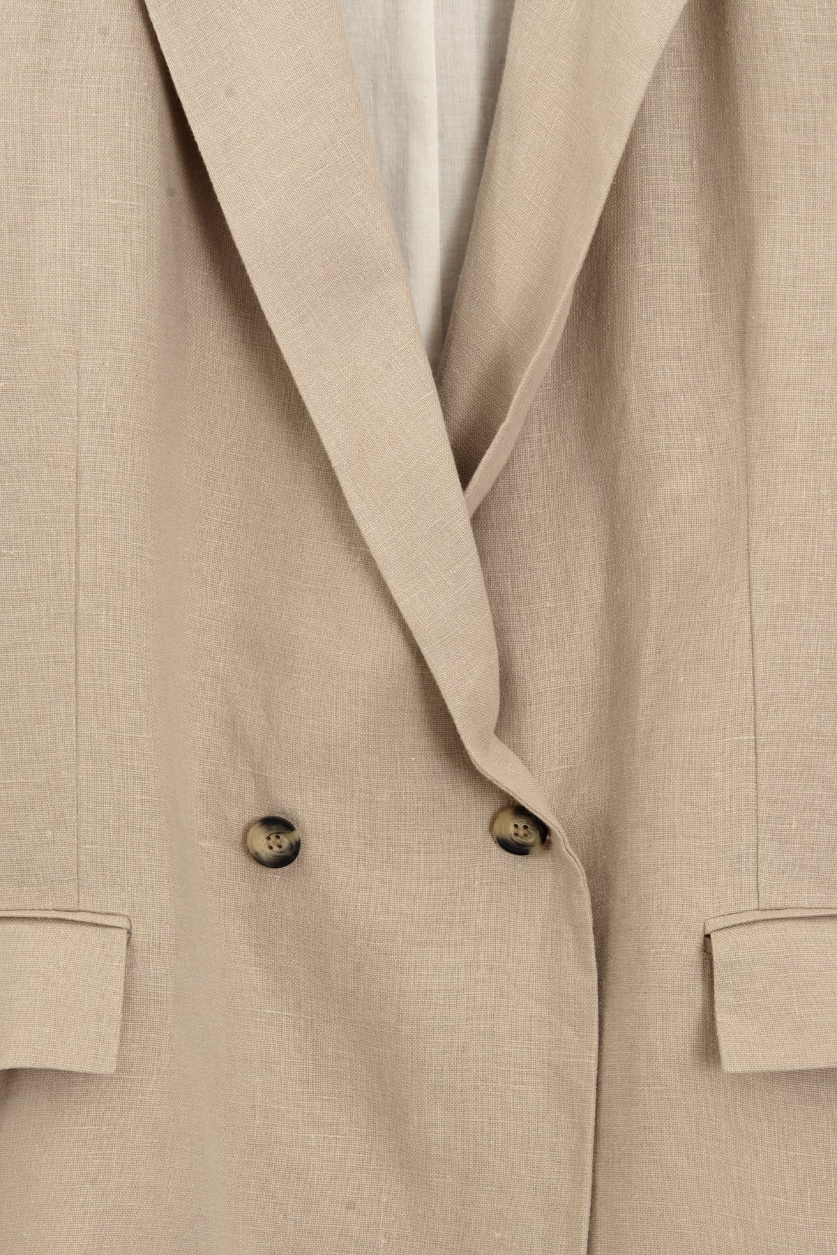 %100 Keten Kruvaze Blazer Ceket