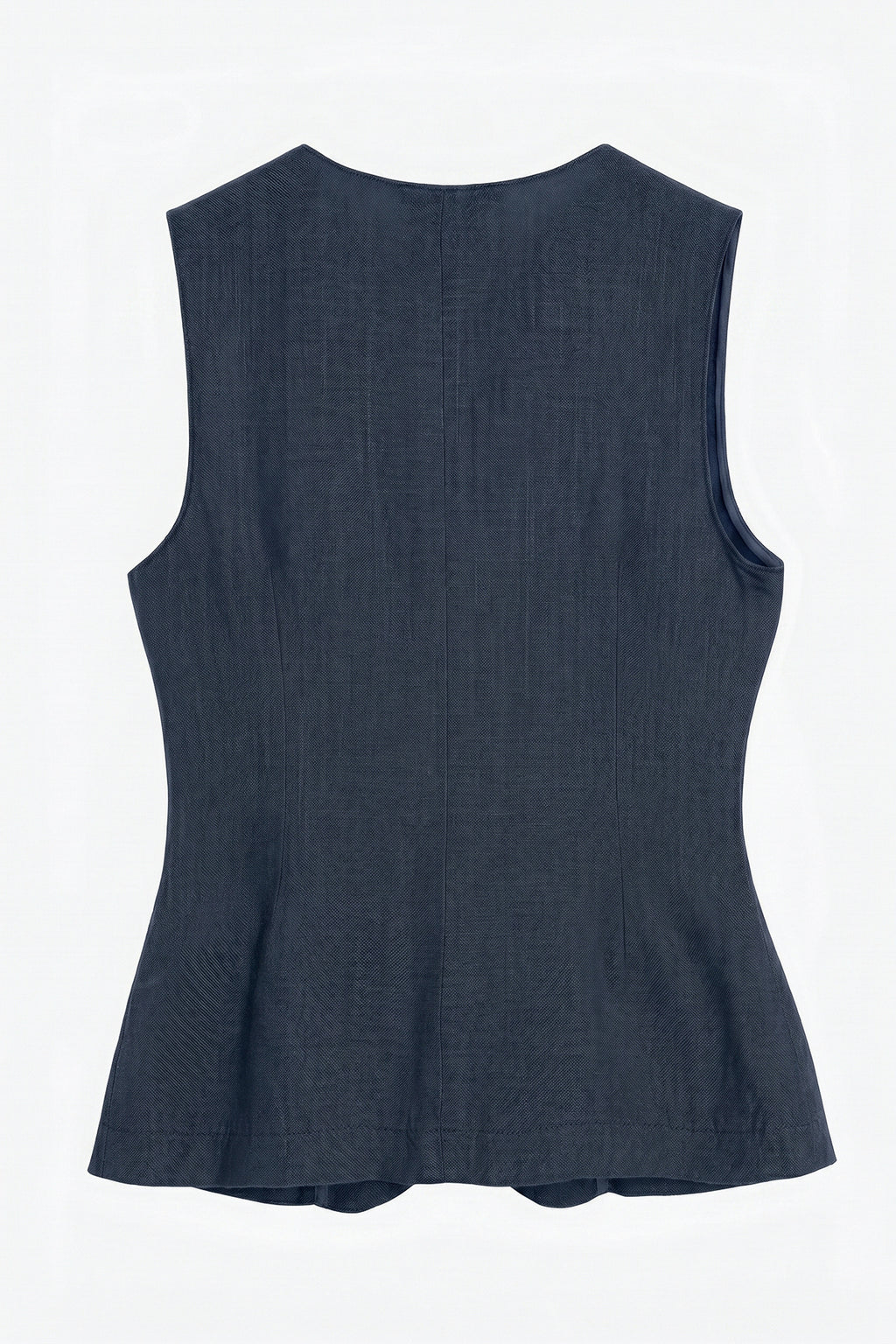 100% Linen Garment-Washed Vest with Metal Buttons
