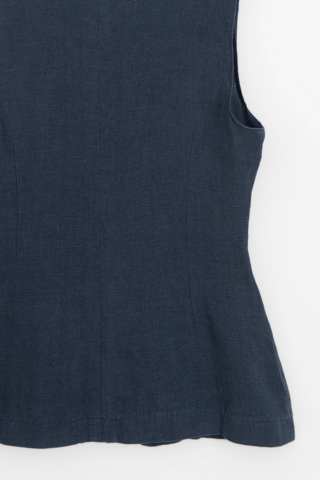100% Linen Garment-Washed Vest with Metal Buttons