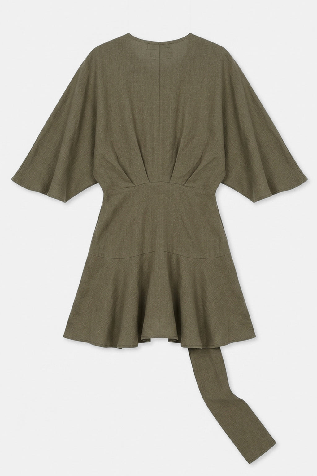 Mini Dress with Wrap Closure and Flounced Sleeves and Hem