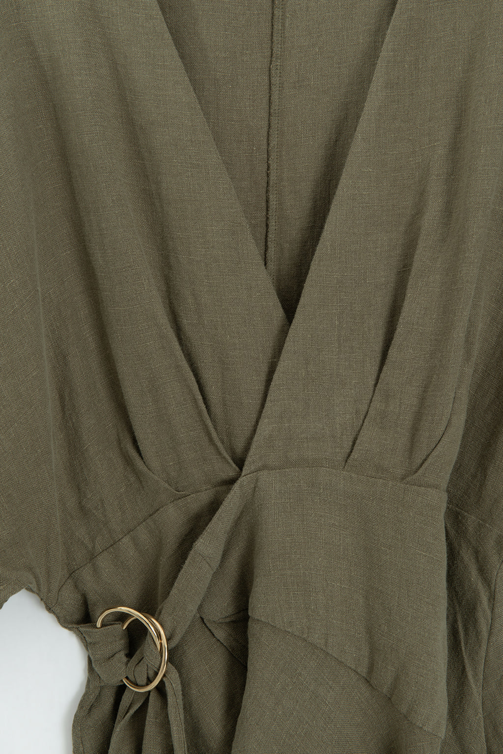 Mini Dress with Wrap Closure and Flounced Sleeves and Hem