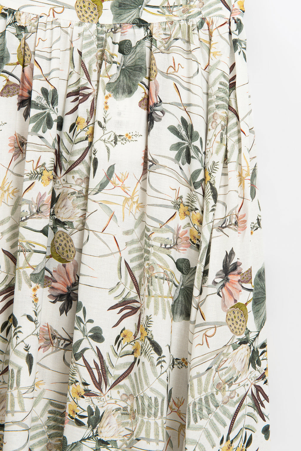 Linen Gathered Maxi Flared Skirt