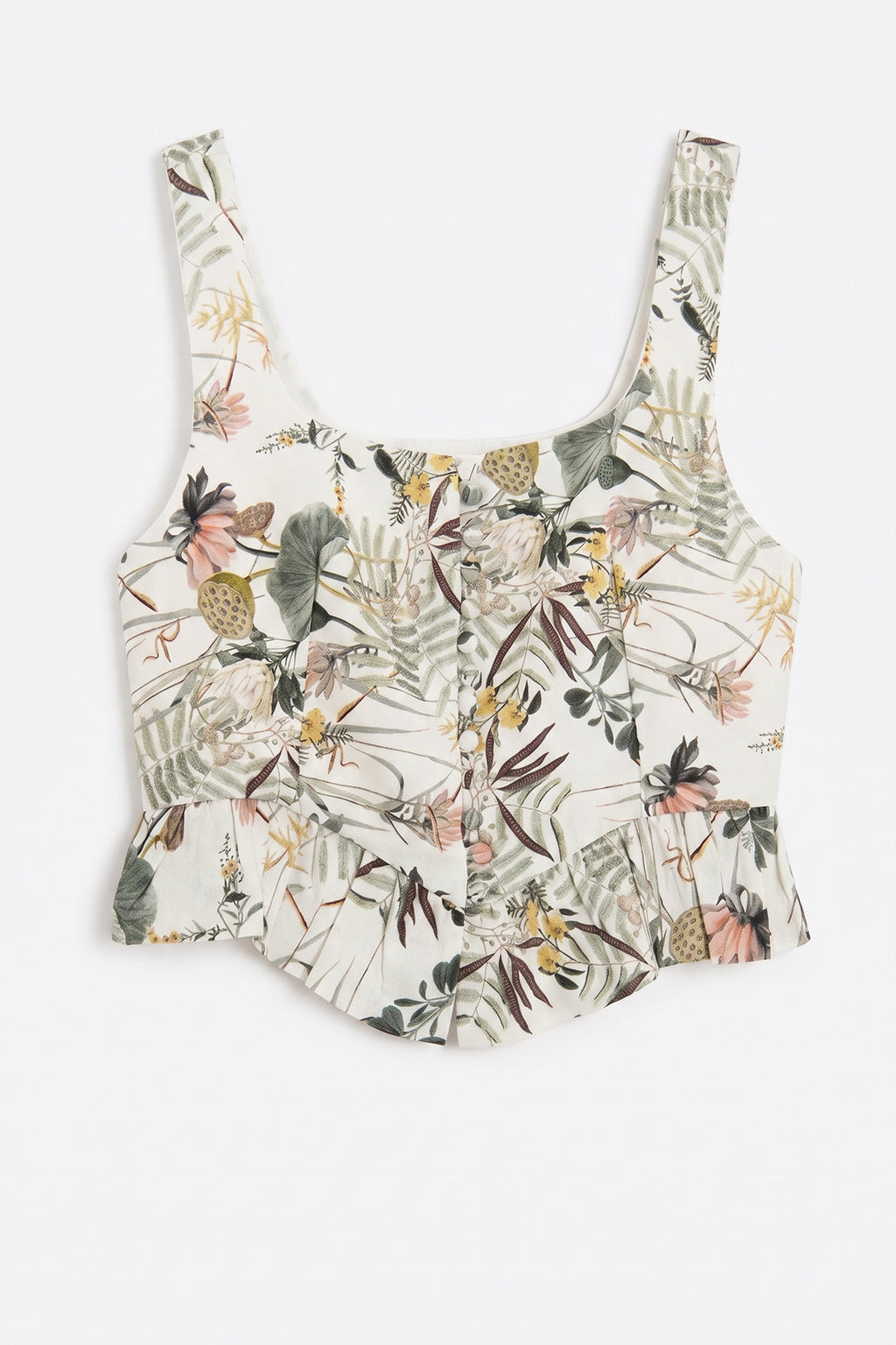 Linen Ruffle Detail Sleeveless Blouse