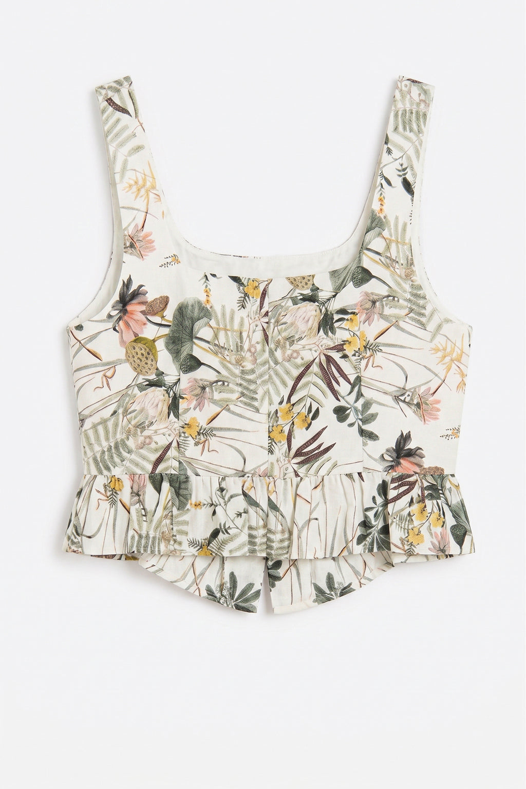 Linen Ruffle Detail Sleeveless Blouse