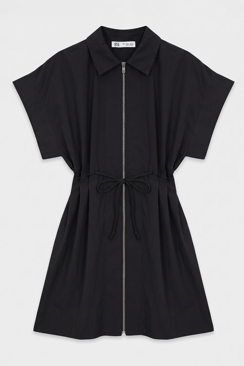 Zippered Shirt Mini Dress