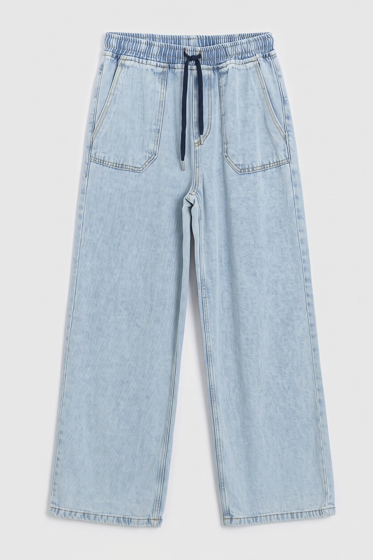 Straight Cut Denim Loose Trousers