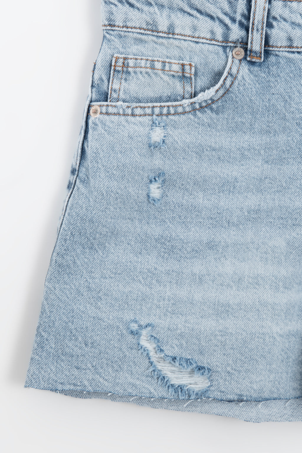 Yıpratmalı Mini Denim Şort