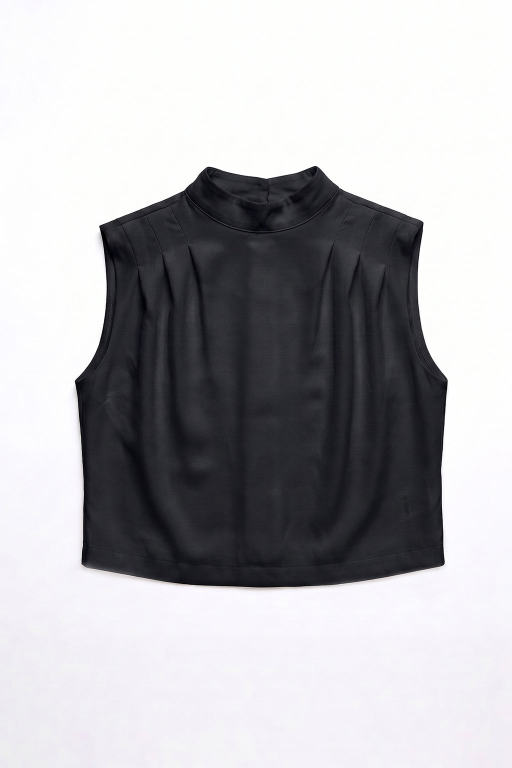 High-Neck Satin Blouse