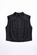 High-Neck Satin Blouse