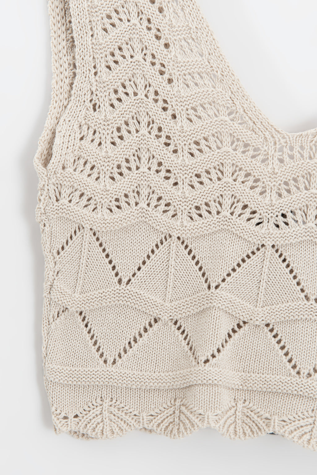 Örgü V Yakalı Ajurlu Crop Top