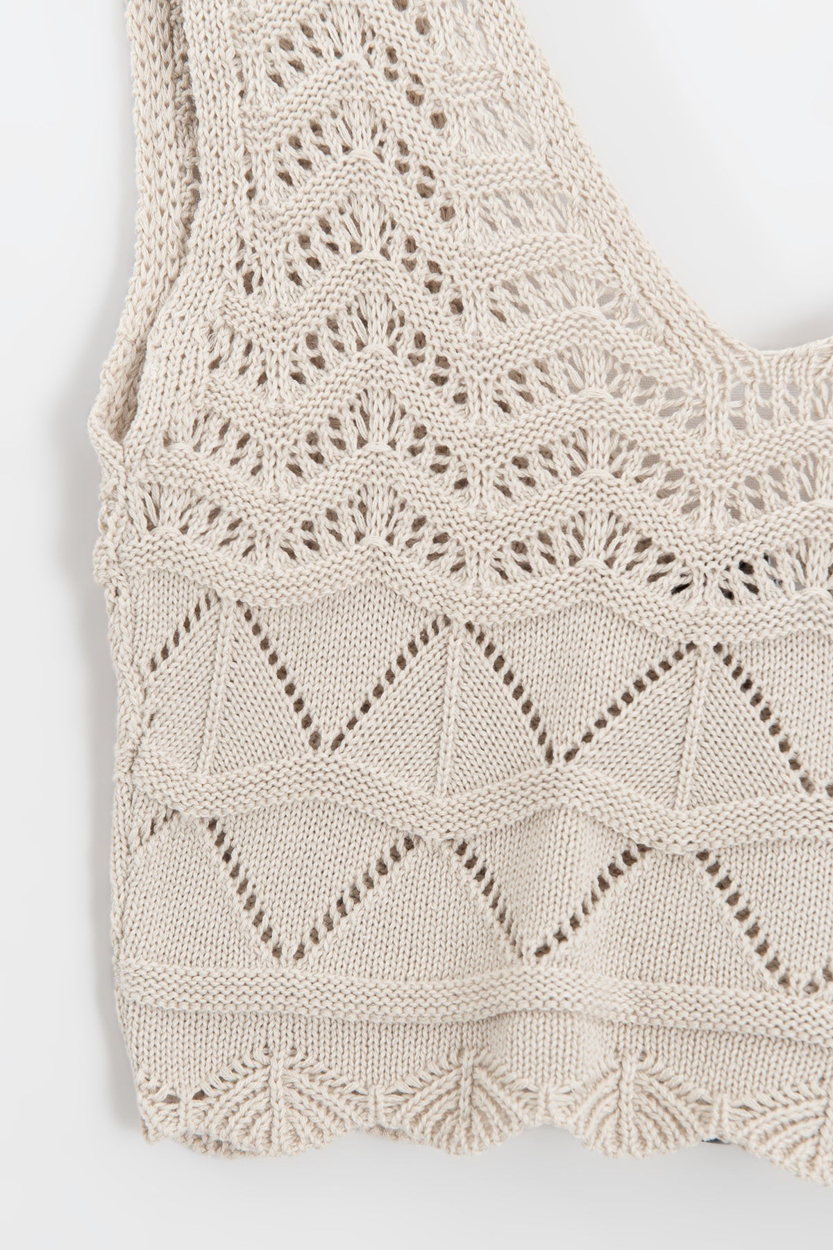 Örgü V Yakalı Ajurlu Crop Top