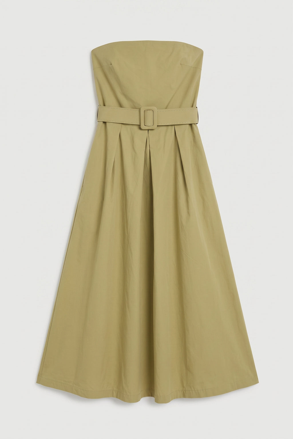 Strapless Midi Dress with Belt Detail