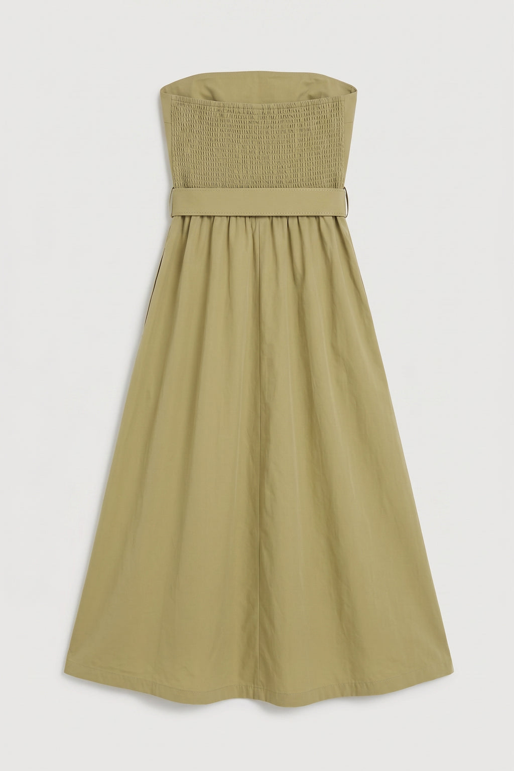 Strapless Midi Dress with Belt Detail