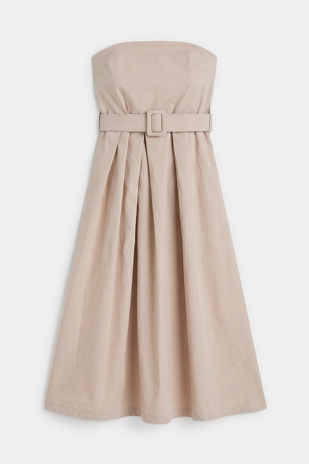 Strapless Midi Dress with Belt Detail