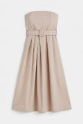 Strapless Midi Dress with Belt Detail