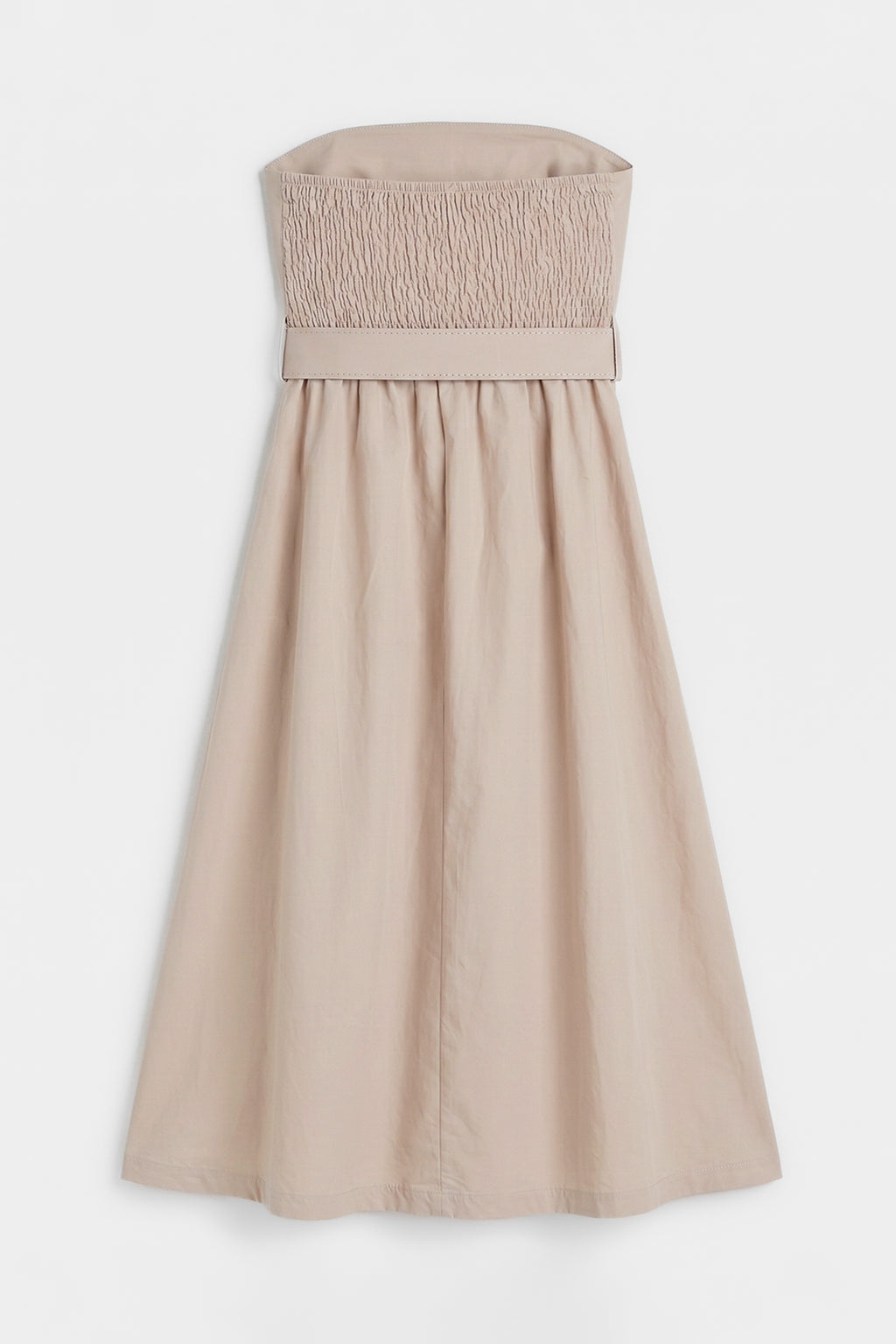 Strapless Midi Dress with Belt Detail