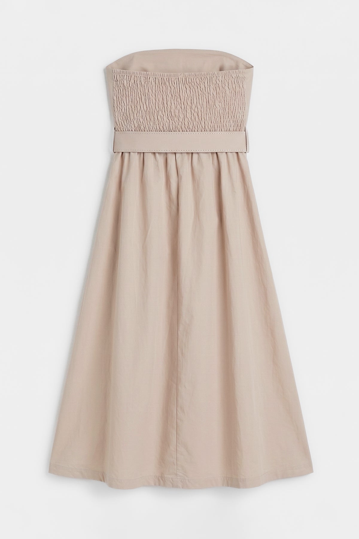Strapless Midi Dress with Belt Detail