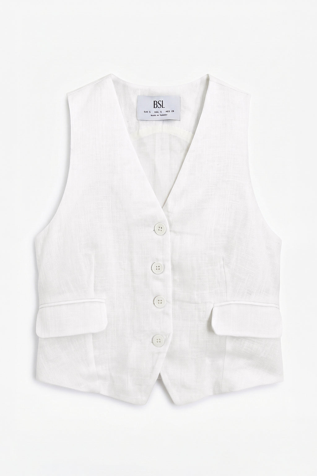 Buttoned Linen Vest
