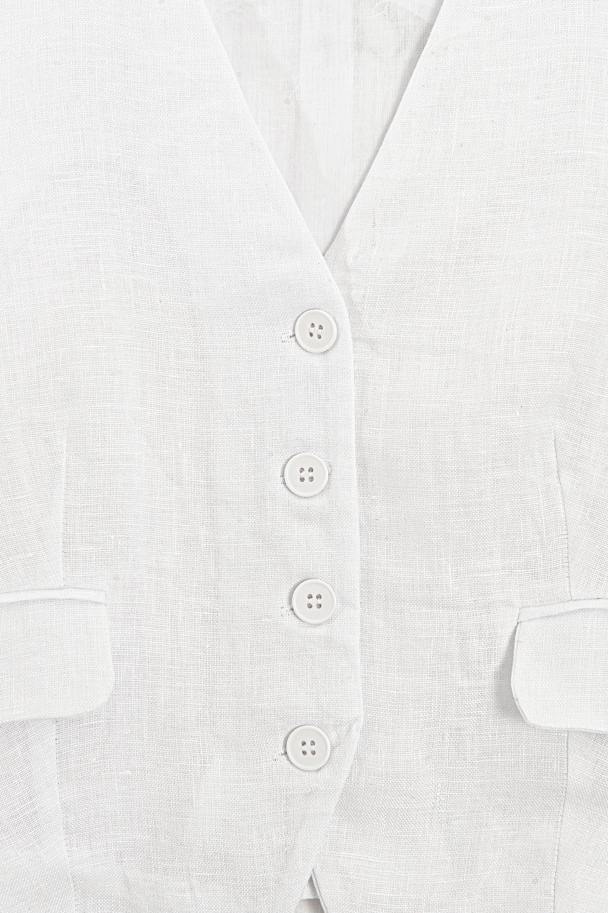 Buttoned Linen Vest