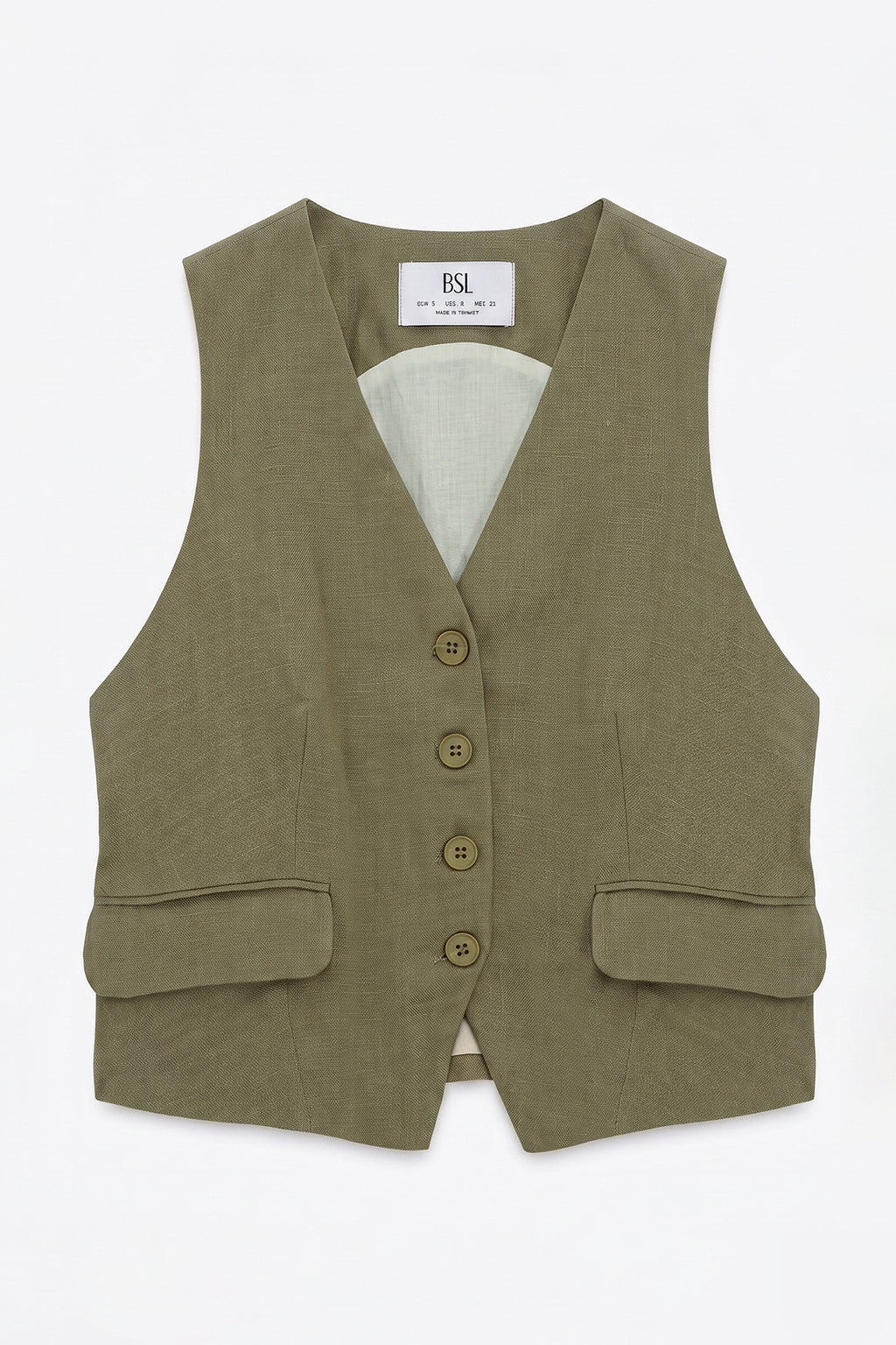 Buttoned Linen Vest