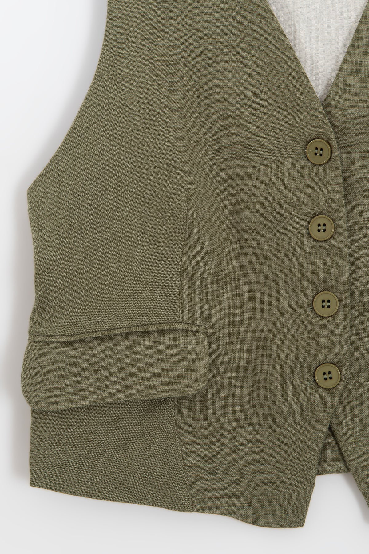 Buttoned Linen Vest