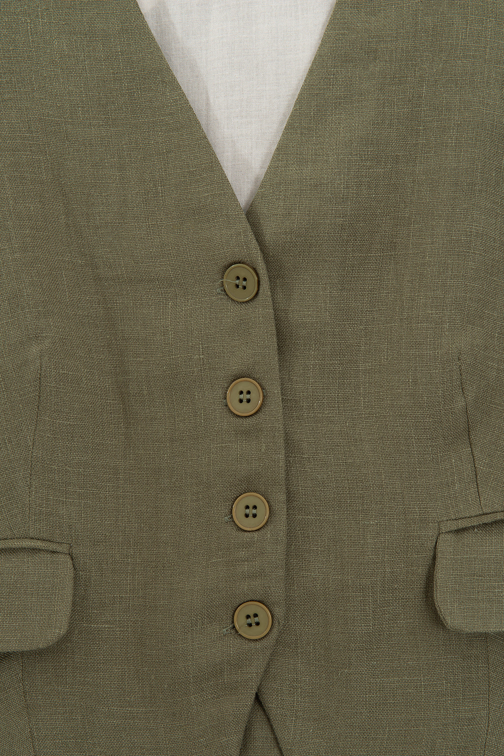 Buttoned Linen Vest