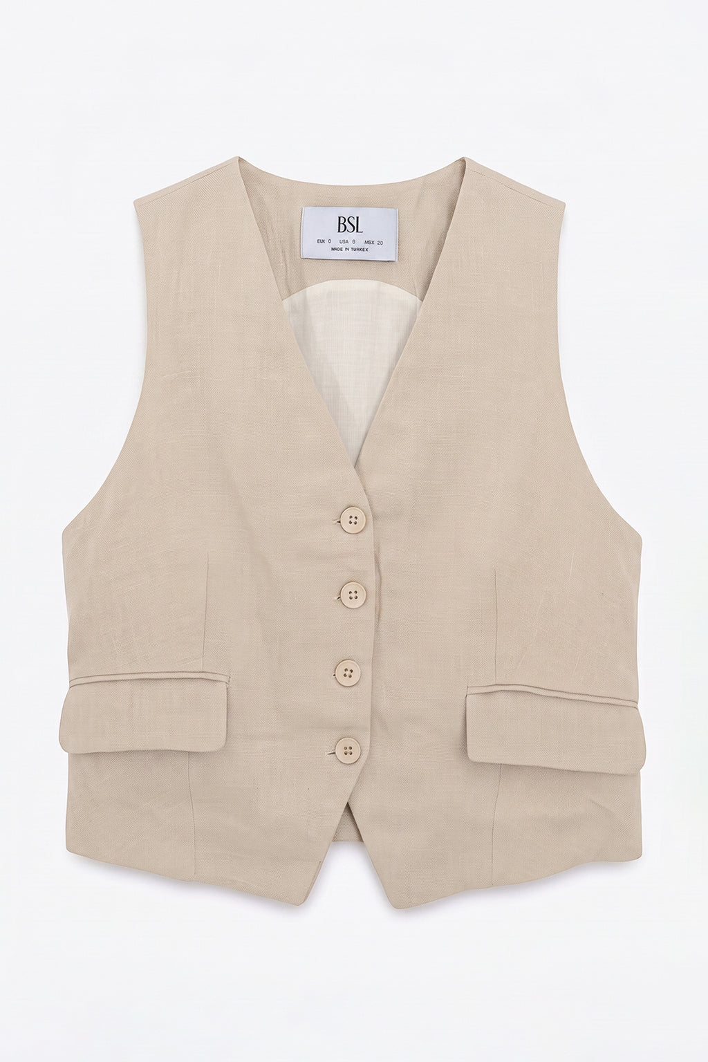 Buttoned Linen Vest