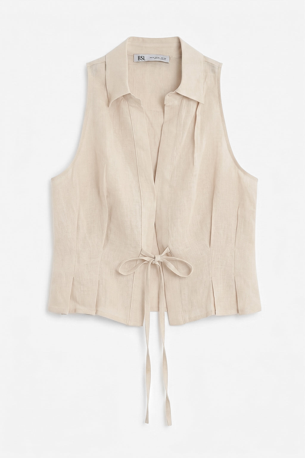100% Linen Sleeveless Linen Blouse with Collar