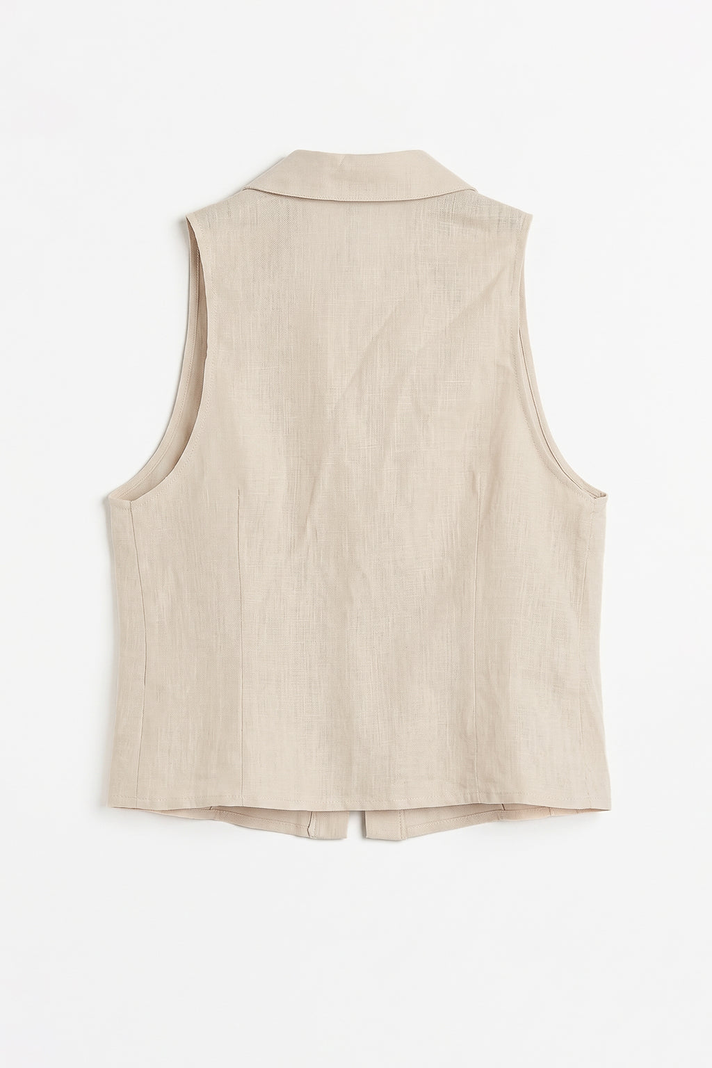 100% Linen Sleeveless Linen Blouse with Collar